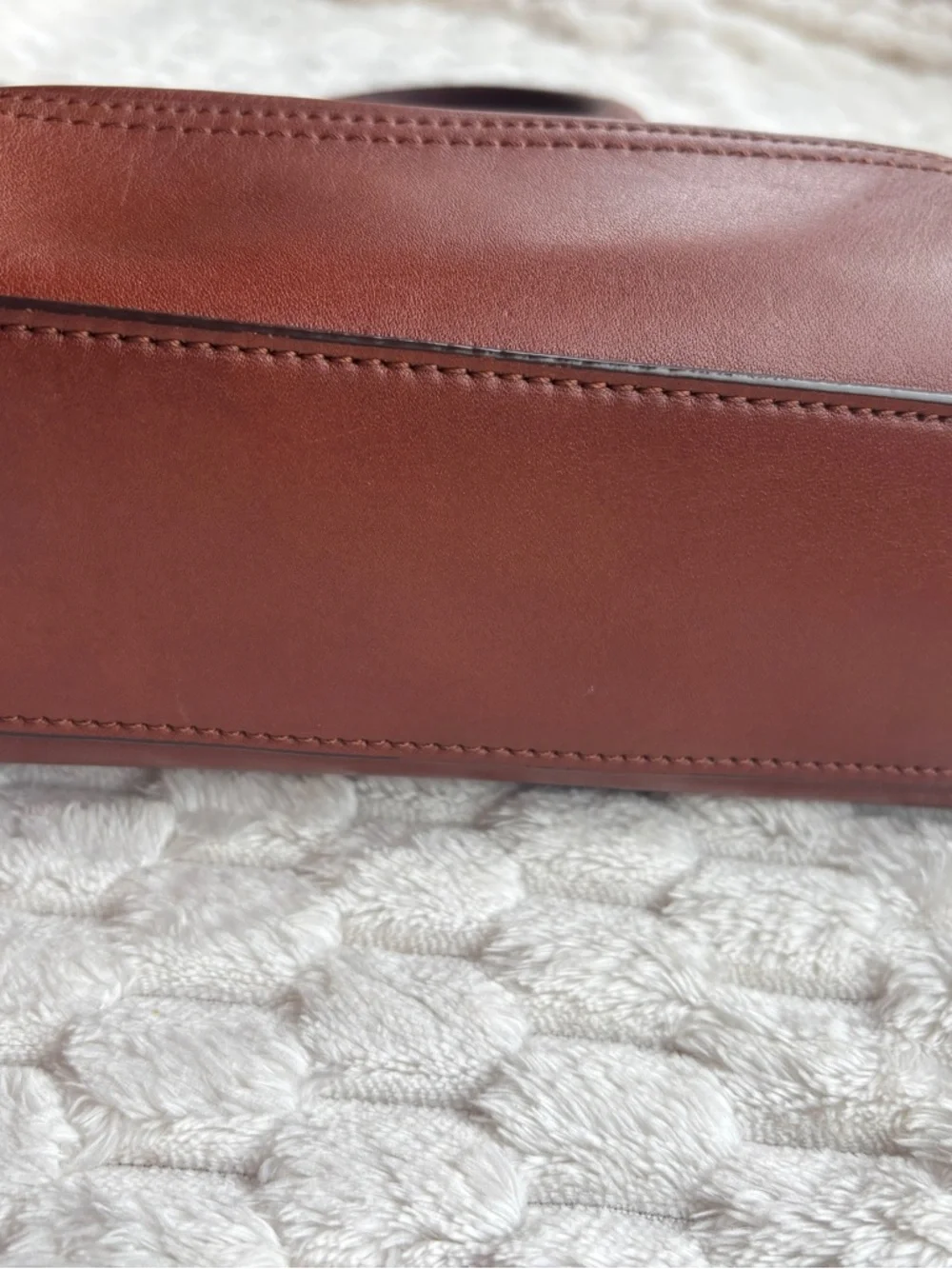 Coach chestnut Brown Leather Double Handle Satchel Bag Tassel Coach